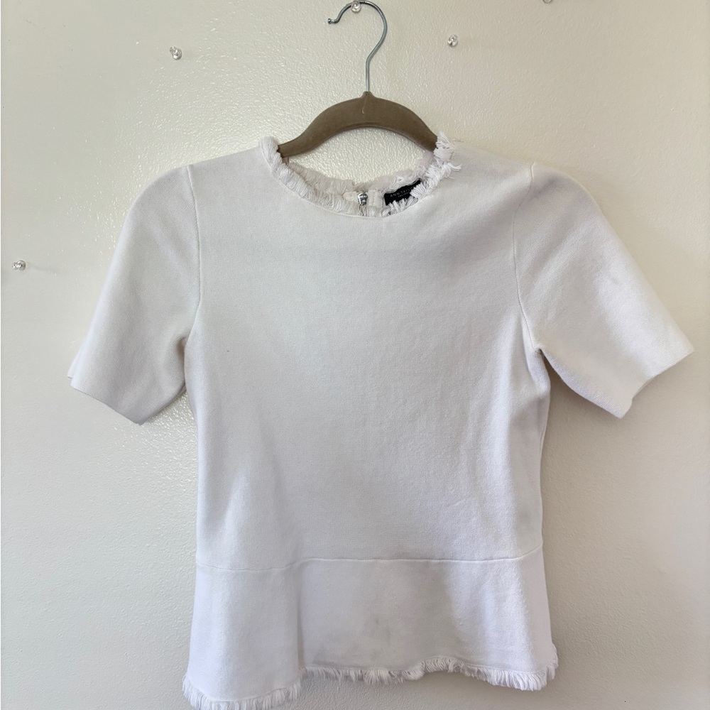 Women’s White Fringed Work Top